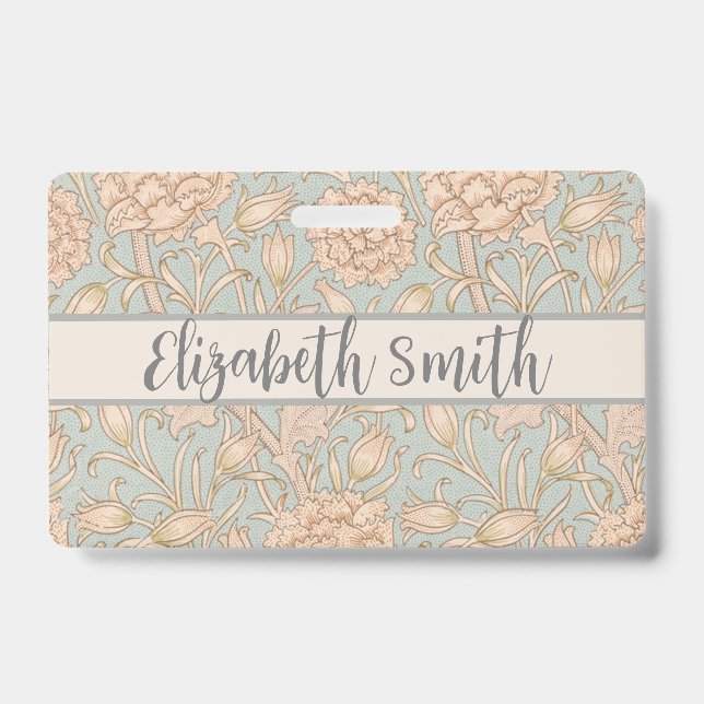 William Morris Wild Tulip Flower Floral Design ID Badge (Front)