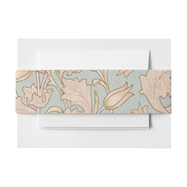 William Morris Wild Tulip Flower Floral Design Invitation Belly Band (Front Example)