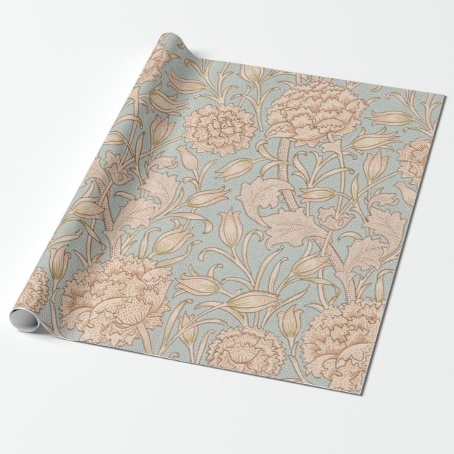 William Morris Wild Tulip Flower Floral Design Wrapping Paper (Unrolled)
