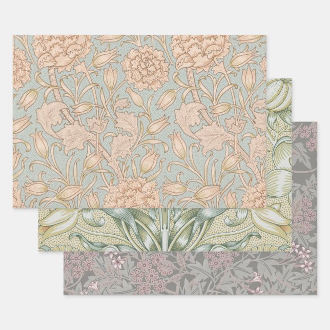 William Morris Wild Tulip Flower Floral Design Wrapping Paper Sheet (Set)