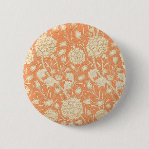 William Morris Wild Tulip Orange Floral Art 6 Cm Round Badge