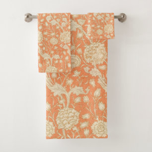 William Morris Wild Tulip Orange Floral Art Bath Towel Set
