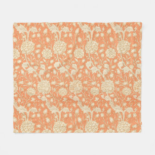 William Morris Wild Tulip Orange Floral Art Fleece Blanket