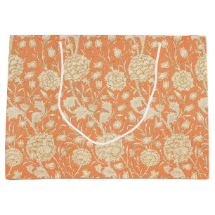 William Morris Wild Tulip Orange Floral Art Large Gift Bag