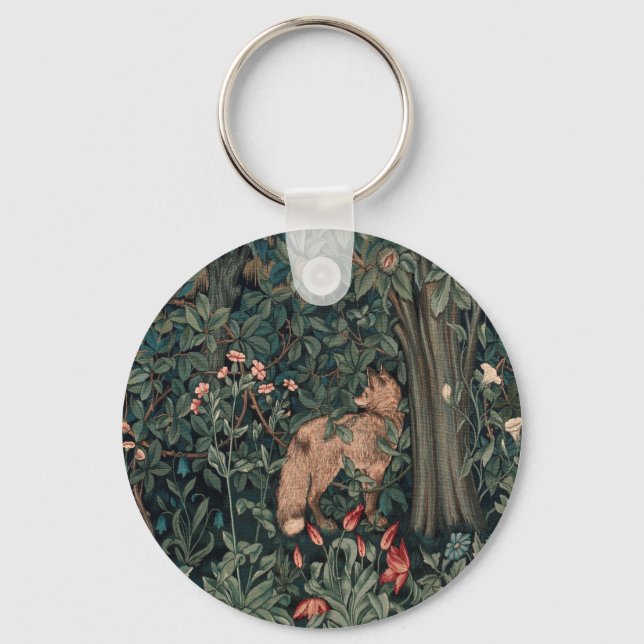 William Morris Wildlife Fox Greenery Art Print Key Ring (Front)