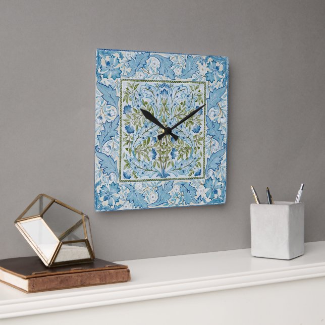 William Morris & Wilhelmina Style Prints Square Wall Clock (Office)