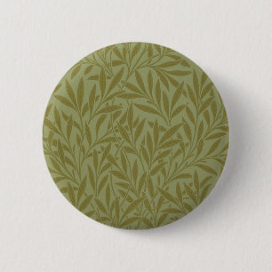 William Morris Willow Antique Green Leaf Vine Art 6 Cm Round Badge