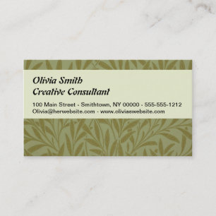 William Morris Willow Antique Green Leaf Vine Art Business Card