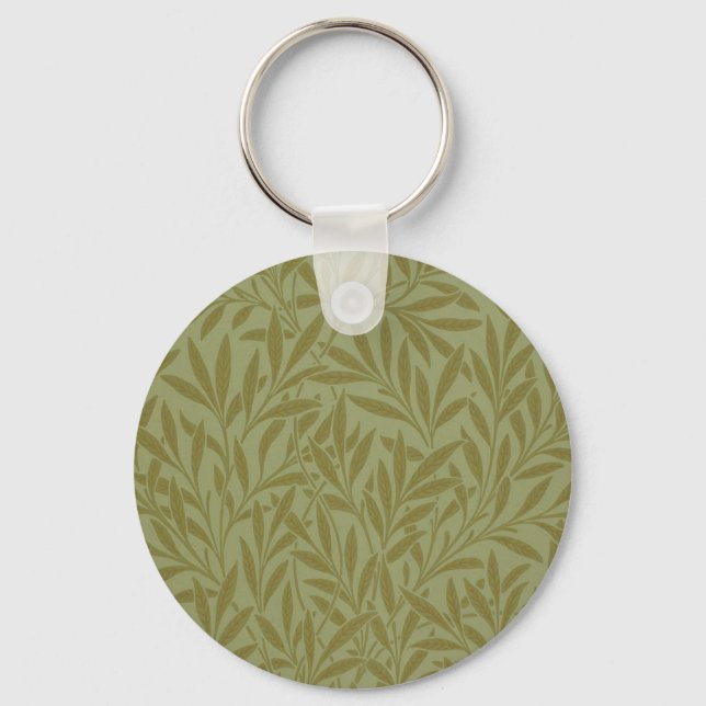 William Morris Willow Antique Green Leaf Vine Art Key Ring (Front)