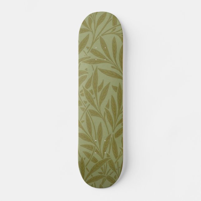 William Morris Willow Antique Green Leaf Vine Art Skateboard (Front)