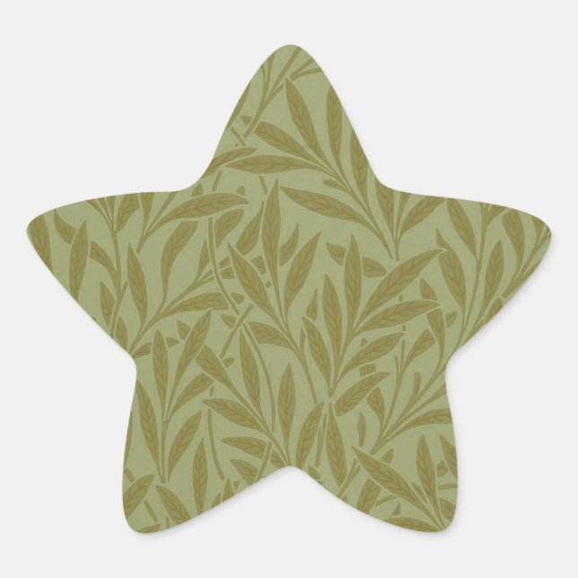 William Morris Willow Antique Green Leaf Vine Art Star Sticker (Front)