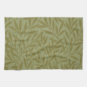 William Morris Willow Antique Green Leaf Vine Art Tea Towel