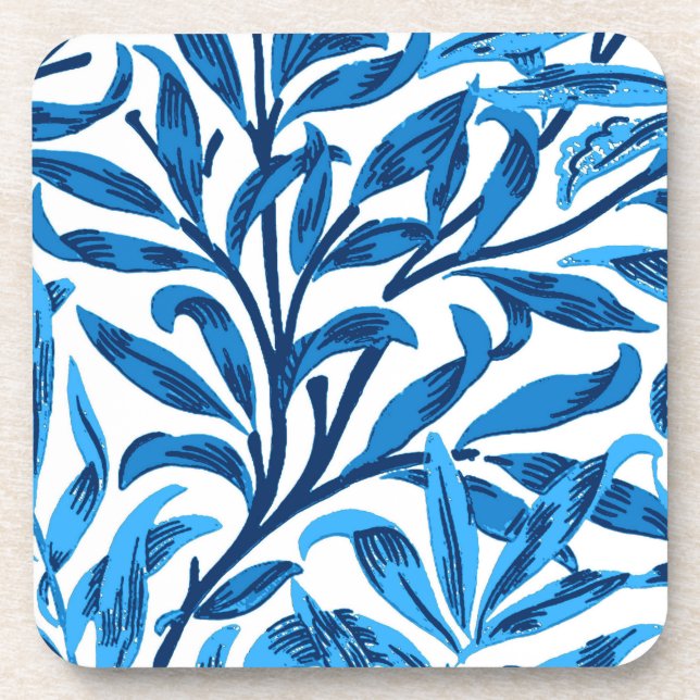William Morris Willow Bough, Cobalt Blue & White Coaster (Front)