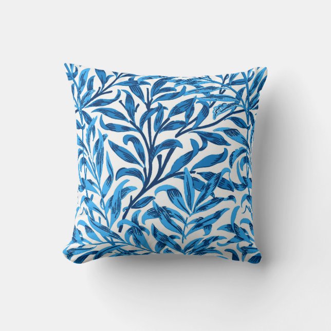William Morris Willow Bough, Cobalt Blue & White Cushion (Front)