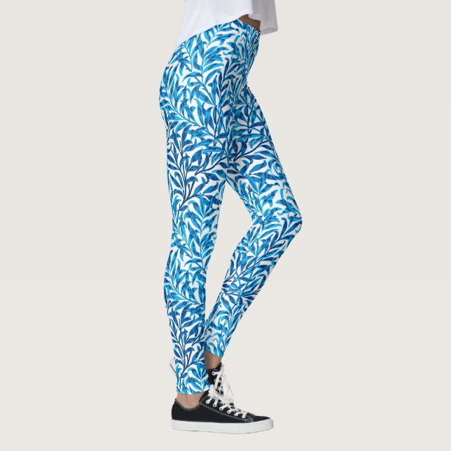 William Morris Willow Bough, Cobalt Blue & White Leggings (Right)