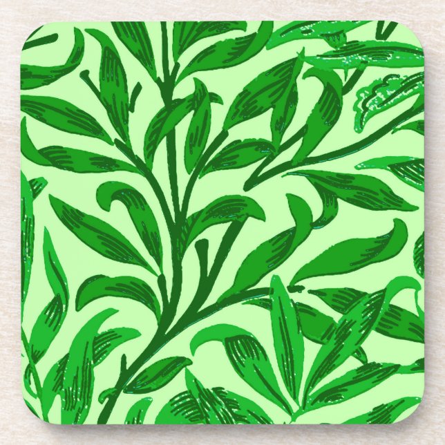 William Morris Willow Bough, Emerald Green Coaster (Front)