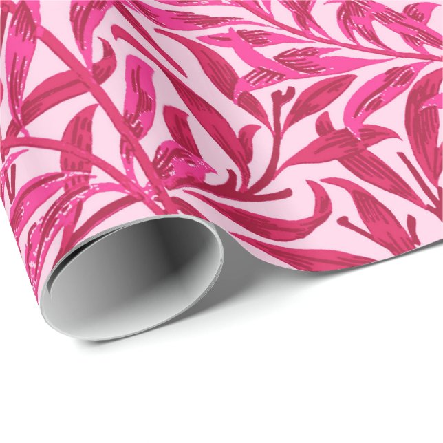 William Morris Willow Bough, Fuchsia Pink Wrapping Paper (Roll Corner)