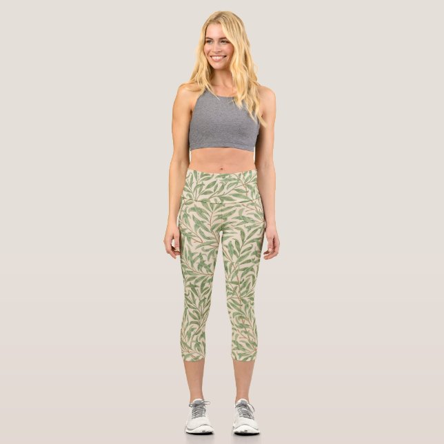 William Morris Willow Bough Garden Flower Classic Capri Leggings (Front)