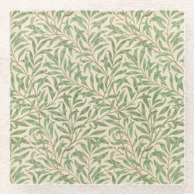 William Morris Willow Bough Garden Flower Classic Glass Coaster (Front)