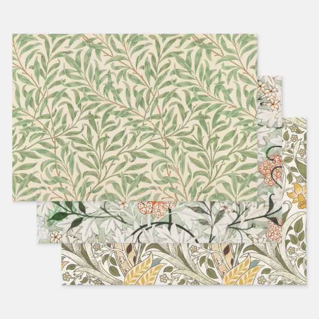 William Morris Willow Bough Garden Flower Classic Wrapping Paper Sheet (Set)
