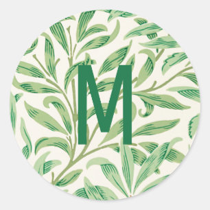 William Morris. Willow Bough. Greenery monogram Classic Round Sticker