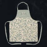 William Morris Willow Bough with Name Apron<br><div class="desc">This nature inspired design is adapted from the William Morris wallpaper design "Willow Bough". If features delicate leafy branches of the willow tree in shades of cool green and sage green over a neutral beige background. A text template is included to personalise with your name and monogram initial. This item...</div>