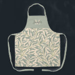 William Morris Willow Bough with Name Apron<br><div class="desc">This nature inspired design is adapted from the William Morris wallpaper design "Willow Bough". If features delicate leafy branches of the willow tree in shades of cool green and sage green over a neutral beige background. A text template is included to personalise with your name and monogram initial. This item...</div>