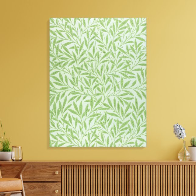 William Morris Willow Flower Classic Green Canvas Print (Insitu(LivingRoom))