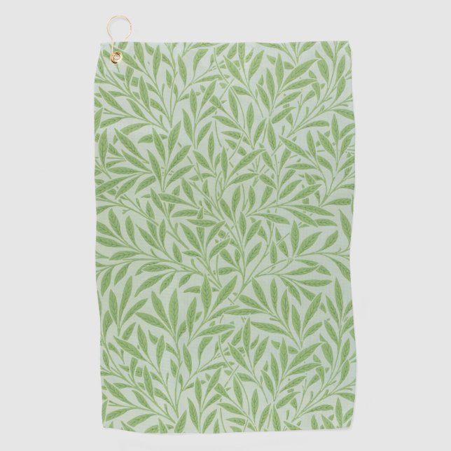 William Morris Willow Flower Classic Green Golf Towel (Front)