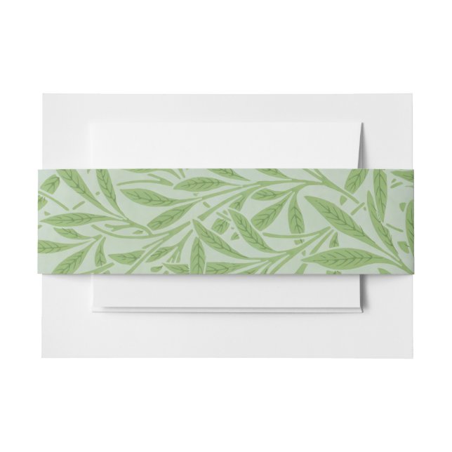 William Morris Willow Flower Classic Green Invitation Belly Band (Front Example)