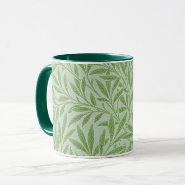 William Morris Willow Flower Classic Green Mug (Front Left)