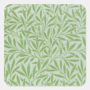 William Morris Willow Flower Classic Green Square Sticker
