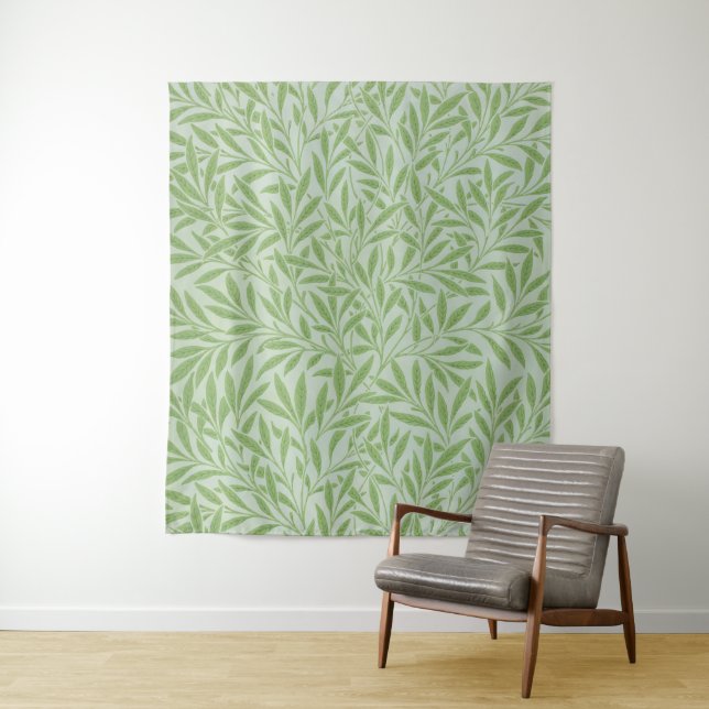 William Morris Willow Flower Classic Green Tapestry (In Situ)
