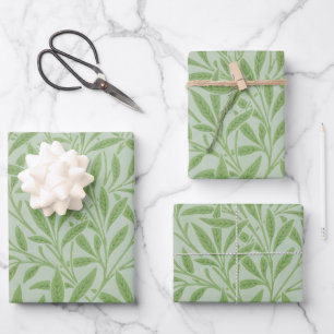 William Morris Willow Flower Classic Green Wrapping Paper Sheet