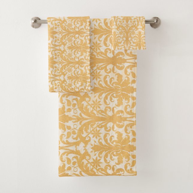 William Morris Willow & Gold Damask Luxury Bath Towel Set (Insitu)