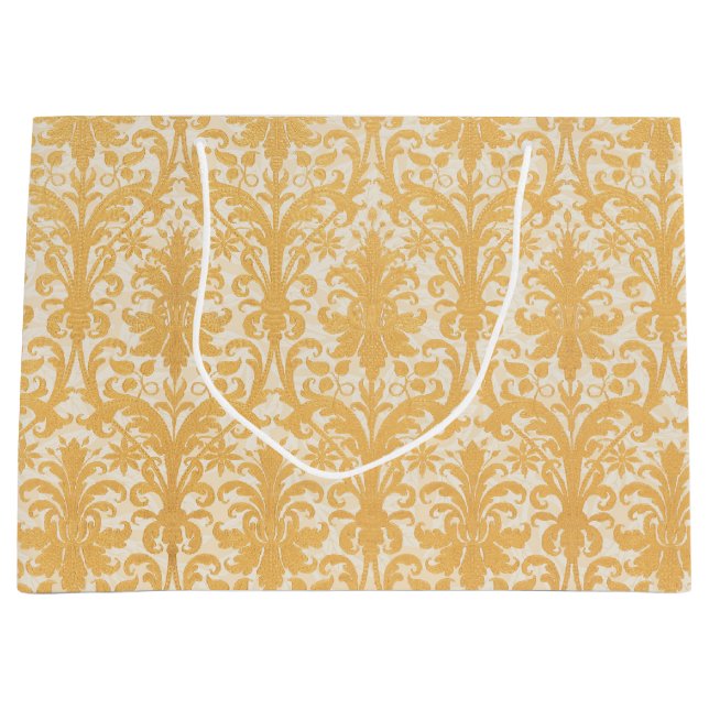 William Morris Willow & Gold Damask Luxury Large Gift Bag (Front)