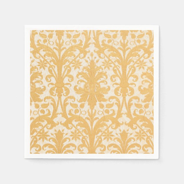 William Morris Willow & Gold Damask Luxury Napkin (Front)