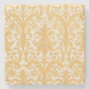William Morris Willow & Gold Damask Luxury Stone Coaster