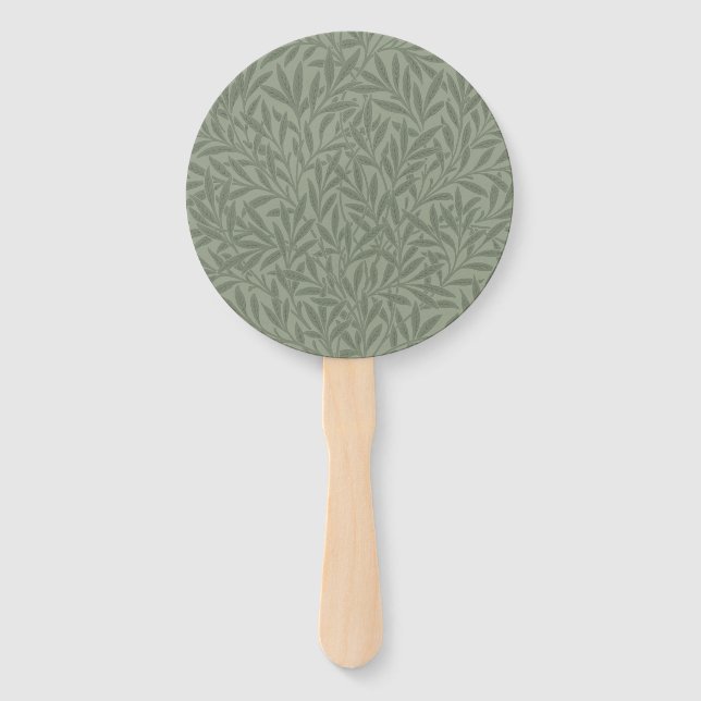 William Morris Willow Pattern Antique Sage Green Hand Fan (Front)