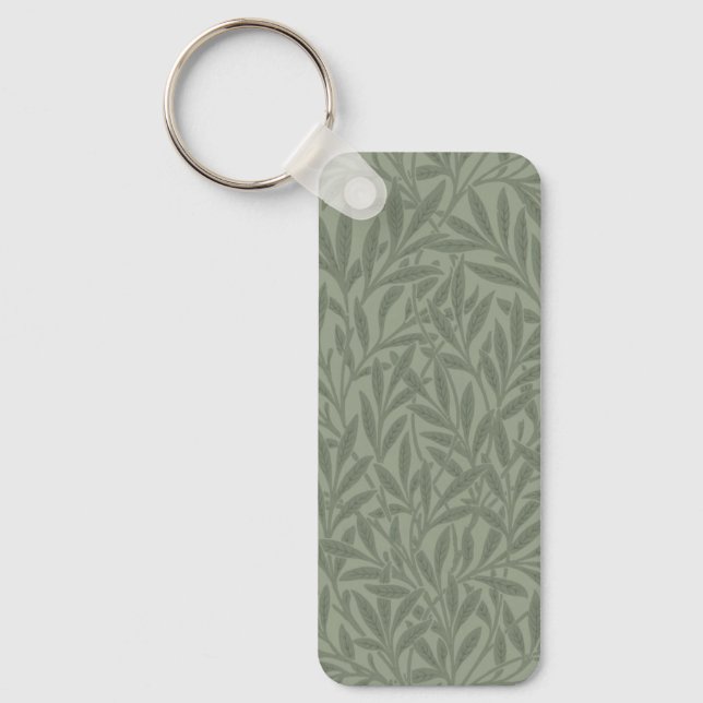 William Morris Willow Pattern Antique Sage Green Key Ring (Front)