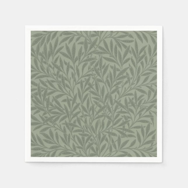 William Morris Willow Pattern Antique Sage Green Napkin (Front)