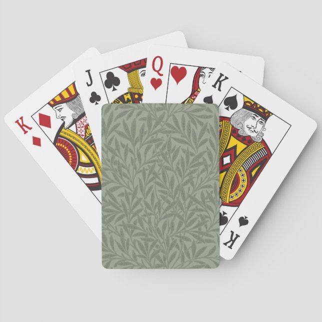 William Morris Willow Pattern Antique Sage Green Playing Cards (Back)