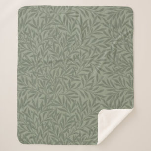 William Morris Willow Pattern Antique Sage Green Sherpa Blanket
