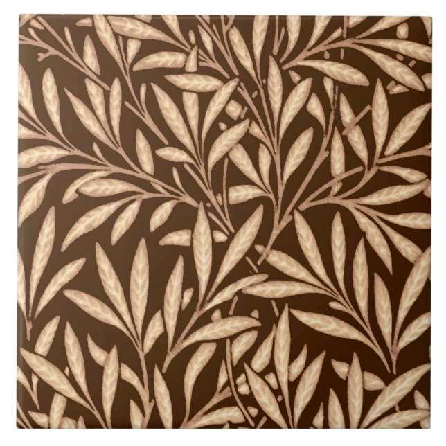 William Morris Willow Pattern, Brown and Beige  Tile (Front)