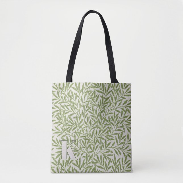 William Morris Willow Pattern Corner Initial Tote Bag (Front)