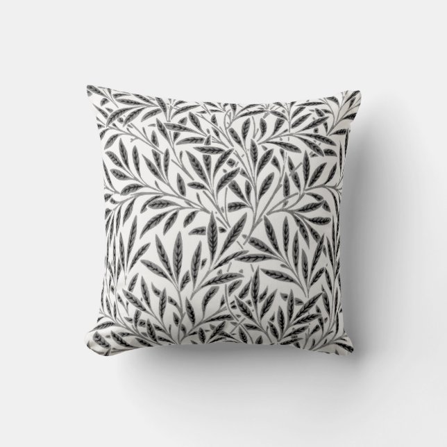 William Morris Willow Pattern, Grey / Grey & White Cushion (Front)