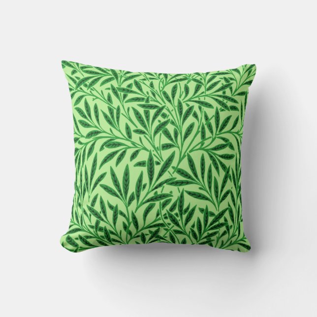 William Morris Willow Pattern, Light Jade Green Cushion (Front)