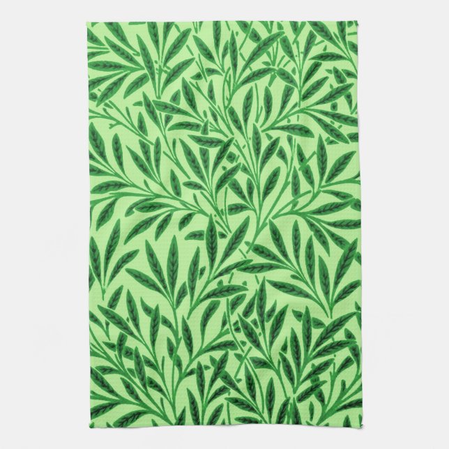 William Morris Willow Pattern, Light Jade Green Tea Towel (Vertical)