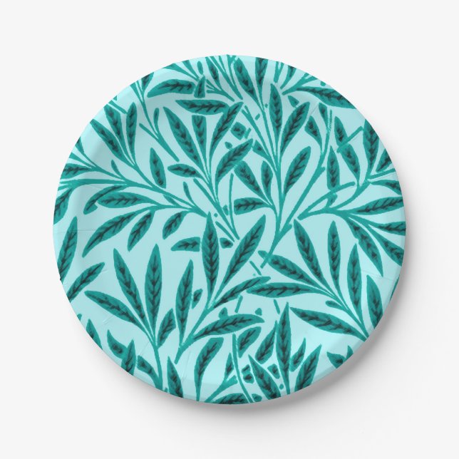 William Morris Willow Pattern, Turquoise & Aqua Paper Plate (Front)