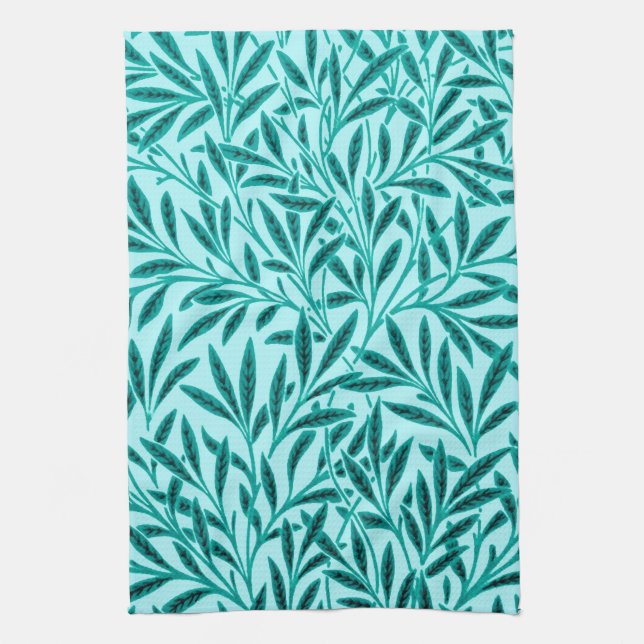 William Morris Willow Pattern, Turquoise & Aqua Tea Towel (Vertical)